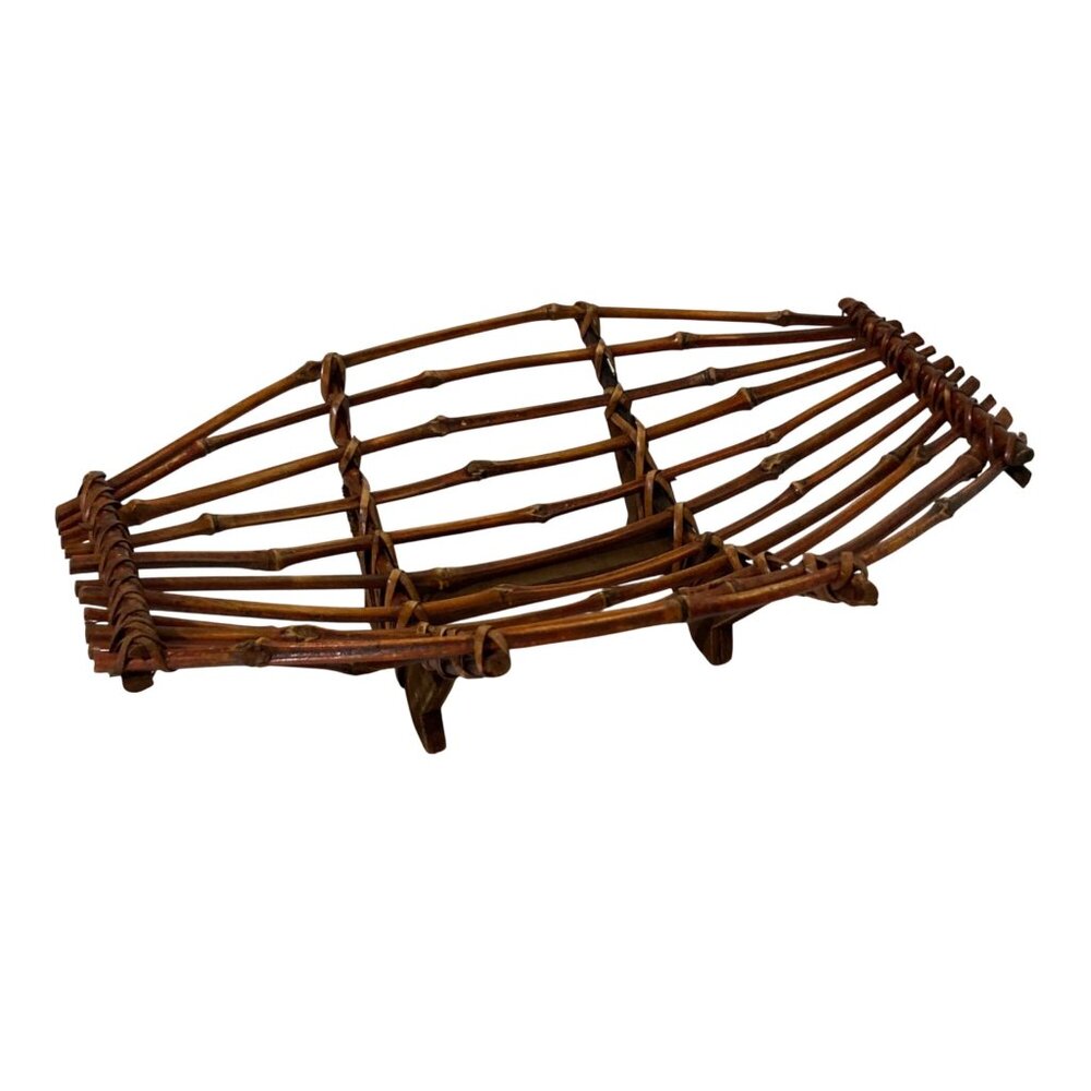 Bamboo Centerpiece Fruit Basket Rustic Home Decor.